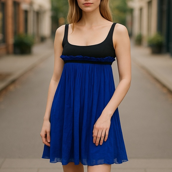 JAYGODFREY Dresses & Skirts - Jay Godfrey Y2K Silk Vintage Colour Block Mini Dress Built Bra Size 8 Pleated